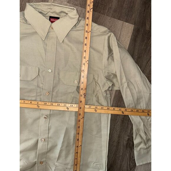 Red Kap Mens Long Sleeve Khaki Work Shirt M 100% Cotton - Picture 5 of 5